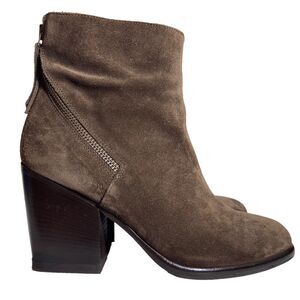 Alberto Fermani Ankle Boots Suede Brown Block Heels Women Size 6.5 EU 37 Italian